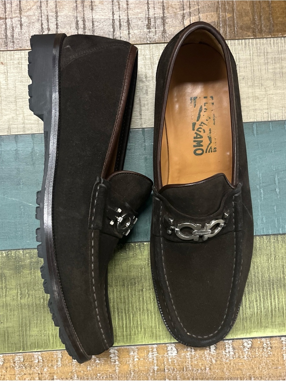 Salvatore Ferragamo Grandioso Brown Suede Bit Loafers - Men's 10.5 D